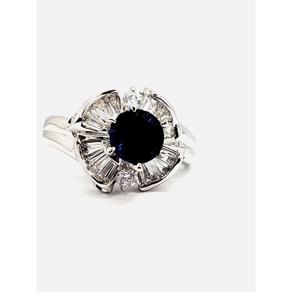 Cocktail Ring 14k white gold, Blue Cubic Zirconia Size 7.5 - Picture 12 of 13